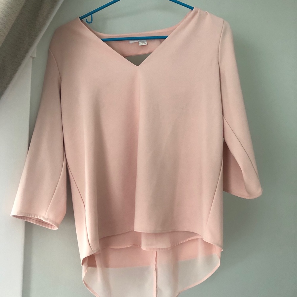 Blush 3/4 Length Polyester Blend Blouse